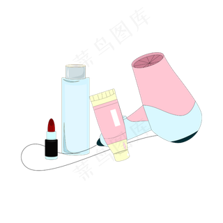 矢量手绘卡通化妆品