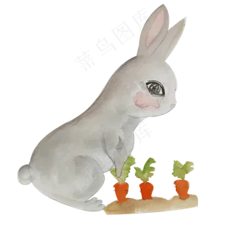 拔萝卜的灰色兔子