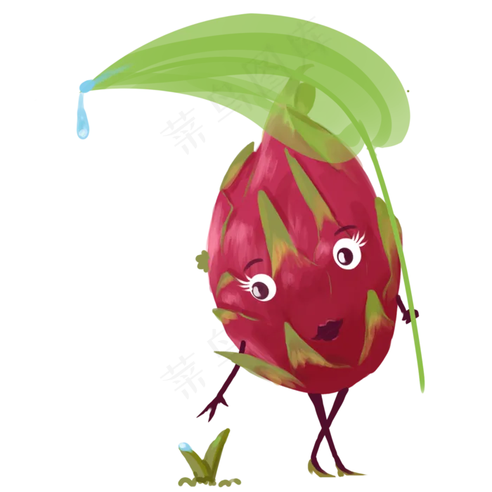 手绘卡通表情火龙果一(2000X2000(DPI:300))psd模版下载