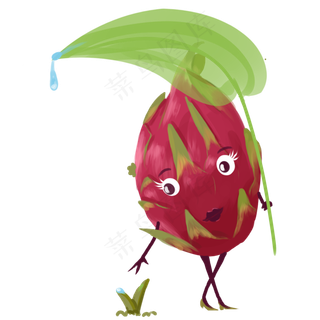 手绘卡通表情火龙果一