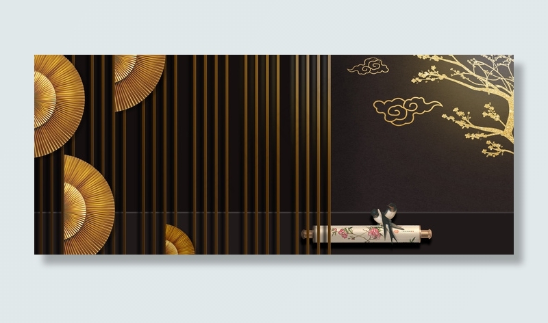 新中式中国风黑金房地产高端别墅海报背景图片素材