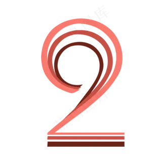 红色质感线条数字2