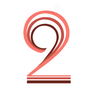 红色质感线条数字2