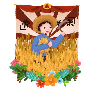 现代劳动人物之收割的人物免抠元