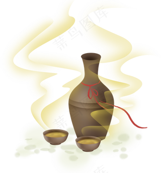 古风陶瓷酒壶和酒杯