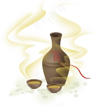 古风陶瓷酒壶和酒杯