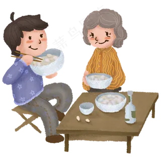 元宵节老幼和谐温情,免抠元素