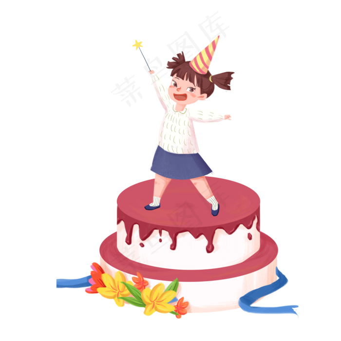 小女孩过生日免抠图(2000X2000(DPI:300))psd模版下载