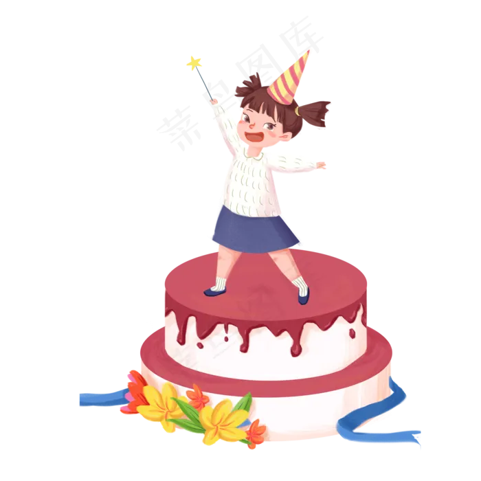 小女孩过生日免抠图(2000X2000(DPI:300))psd模版下载