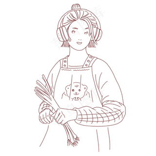 母亲节听音乐拿葱做菜的年轻妈妈