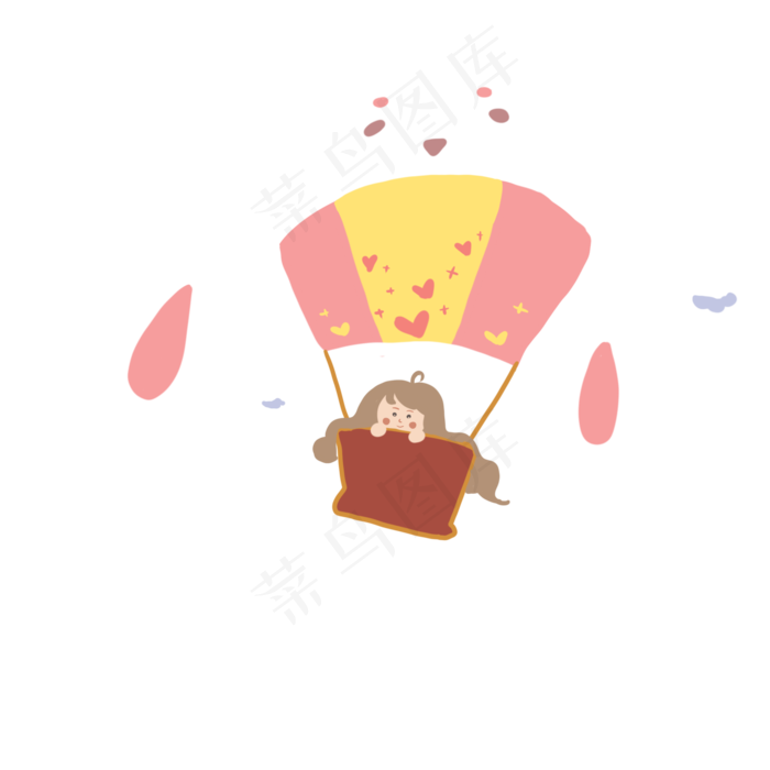 六一儿童节手绘风儿童坐热气球