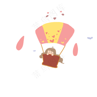 六一儿童节手绘风儿童坐热气球