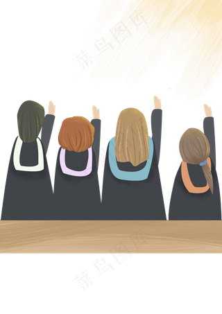 毕业季毕业人物背影肌理扁平风