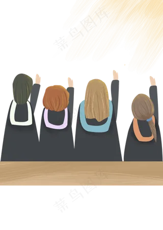 毕业季毕业人物背影肌理扁平风