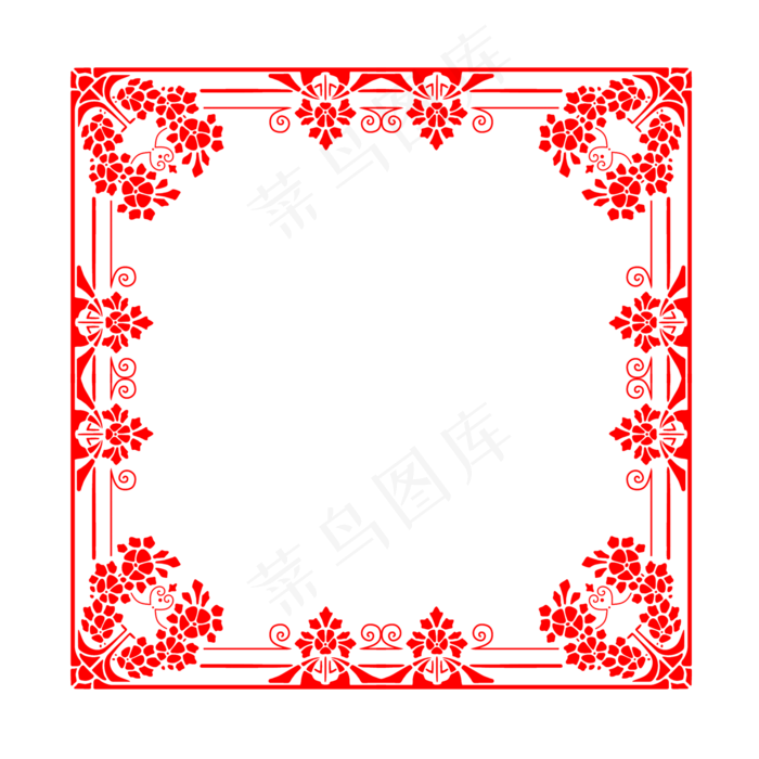 中国喜庆红色边框,免抠元素(2000X2000(DPI:300))psd模版下载