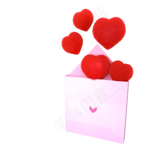 妇女节情人节毛绒爱心信封,免抠元素