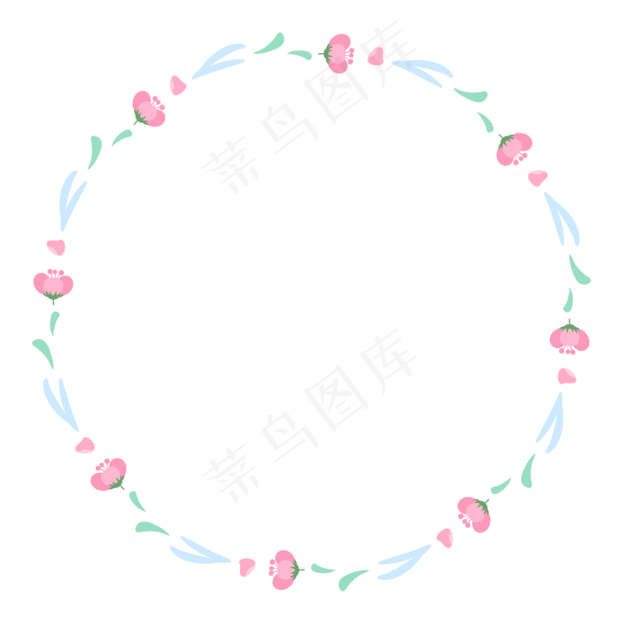 节日装饰小清新花朵边框,免抠元素(3000X3000(DPI:300))psd模版下载