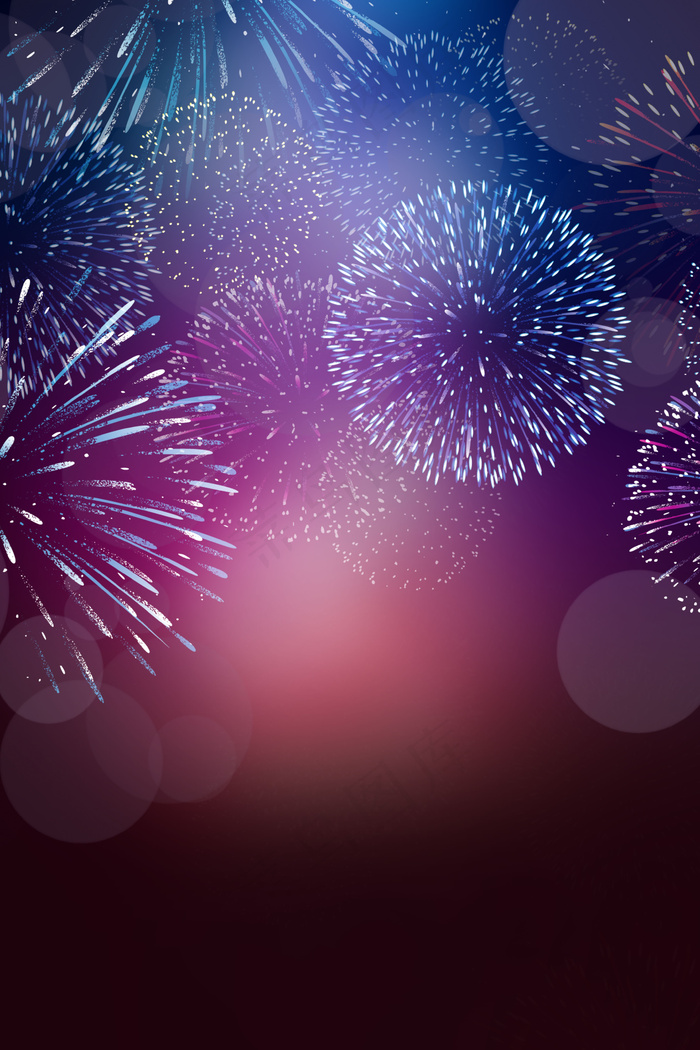 出息喜庆唯美烟火除夕夜景背景海报