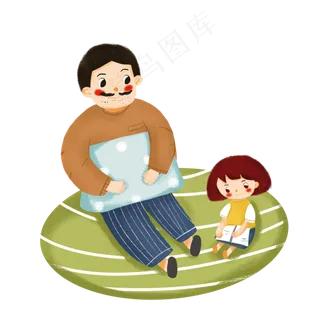 父亲节爸爸和女儿卡通人物