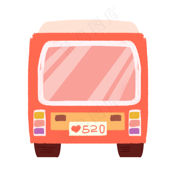 520车牌情人节巴士卡通png素材