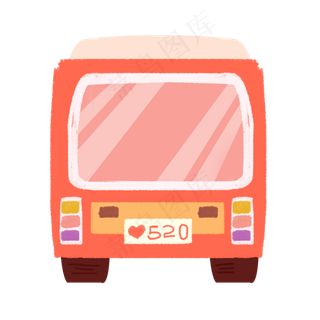 520车牌情人节巴士卡通png素材