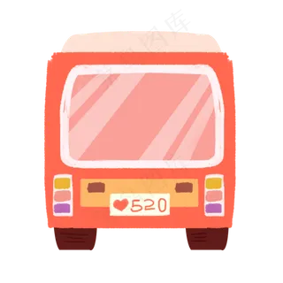 520车牌情人节巴士卡通png素材