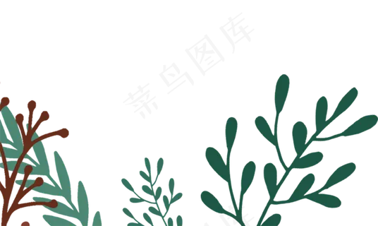 手绘卡通草叶边框免扣元素