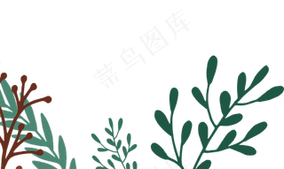 手绘卡通草叶边框免扣元素