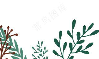 手绘卡通草叶边框免扣元素