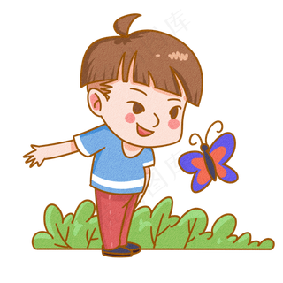 儿童节玩耍的男孩手绘