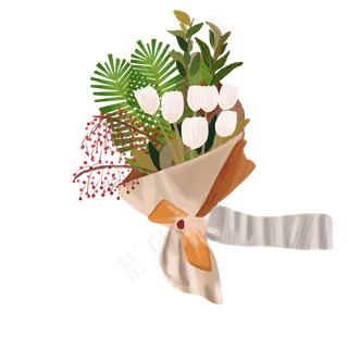 手持鲜花花束元素