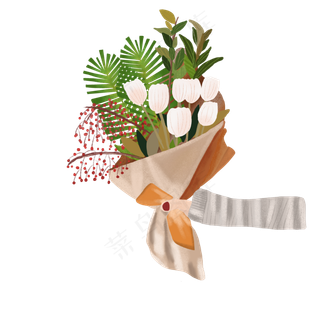 手持鲜花花束元素