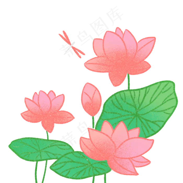夏日小清新荷花和蜻蜓(1200X1200(DPI:300))psd模版下载