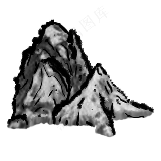 手绘中国风山水墨画PNG素材