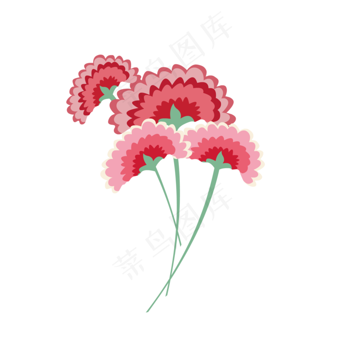 彩色花纹手绘母亲节康乃馨免抠素(2000*2000px 300 dpi )ai矢量模版下载