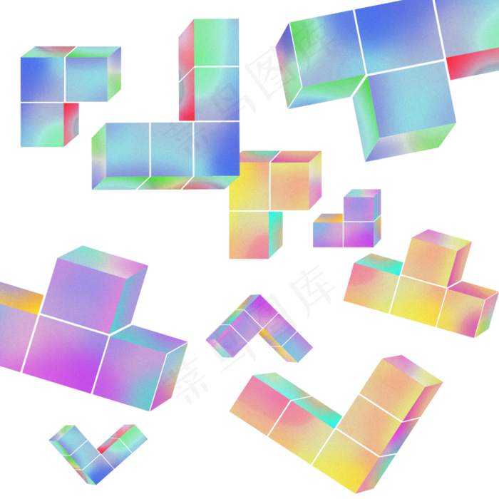 蒸汽波俄罗斯方块,免抠元素(5040*5040px 300 dpi )psd模版下载