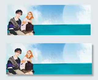 在海边的少男少女