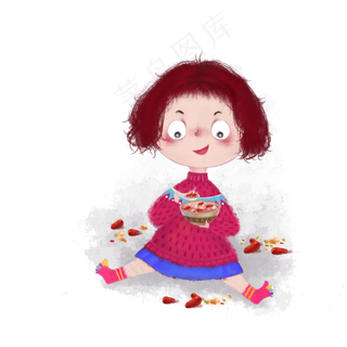 鼠年腊八粥可爱少女PNG春节过年,免抠元素