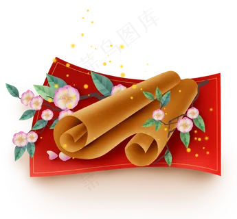 中国风金色纸张和樱花