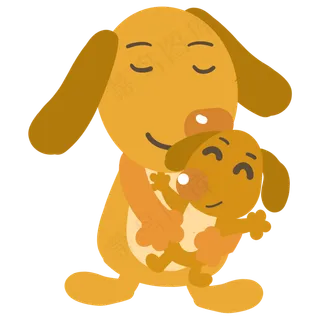 母亲节拥抱的小狗母子