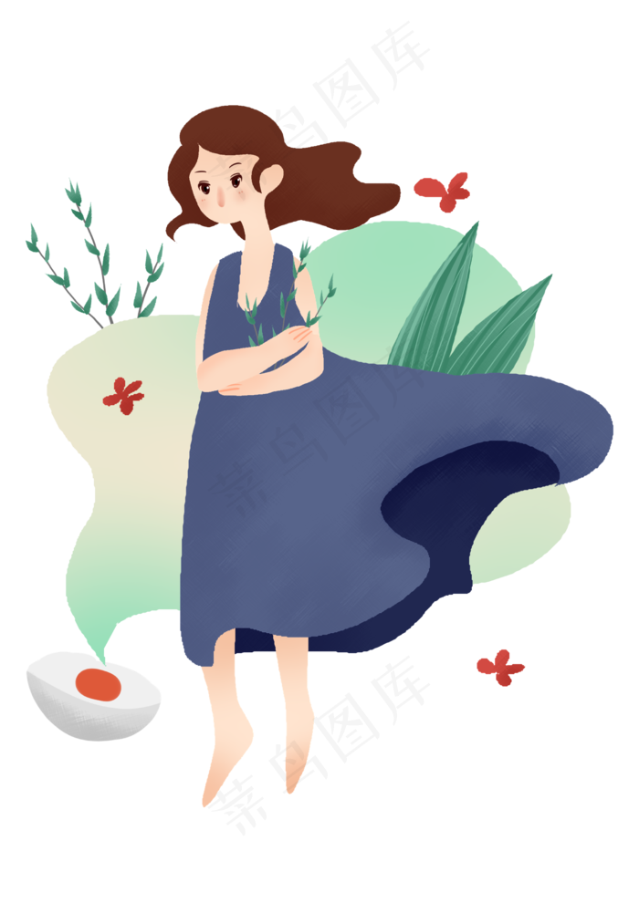 端午节漂亮的女孩插画