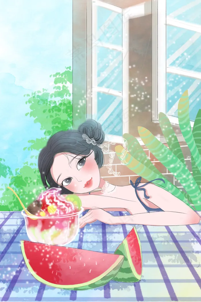 清凉夏天唯美清新(3545X5315(DPI:300))psd模版下载