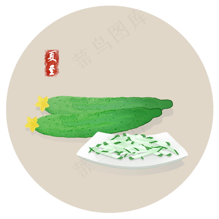 苦夏黄瓜夏至习俗二十四节气(2000X2000(DPI:300))psd模版下载