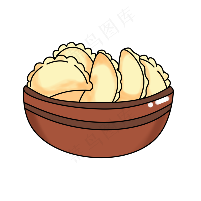 一碗蒸饺卡通插画,免抠元素
