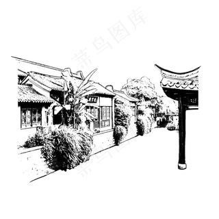 水上古镇老街速写