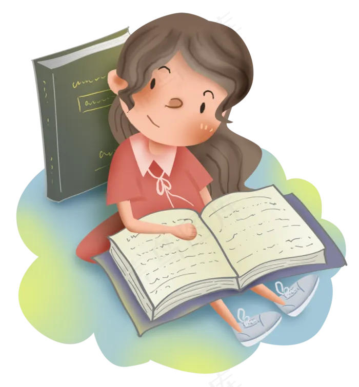 世界阅读日看书的女孩,免抠元素