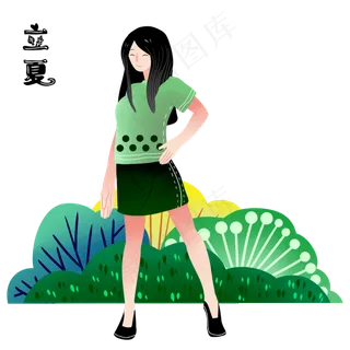 唯美女孩立夏植物乘凉