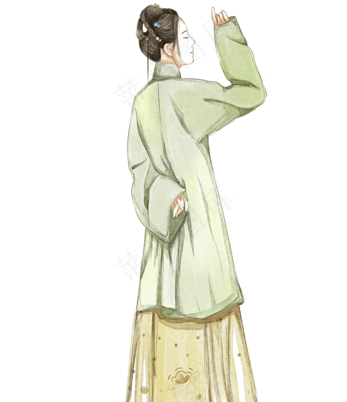 水彩美女古风文艺(2000X2318(DPI:300))psd模版下载