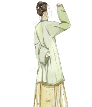 水彩美女古风文艺