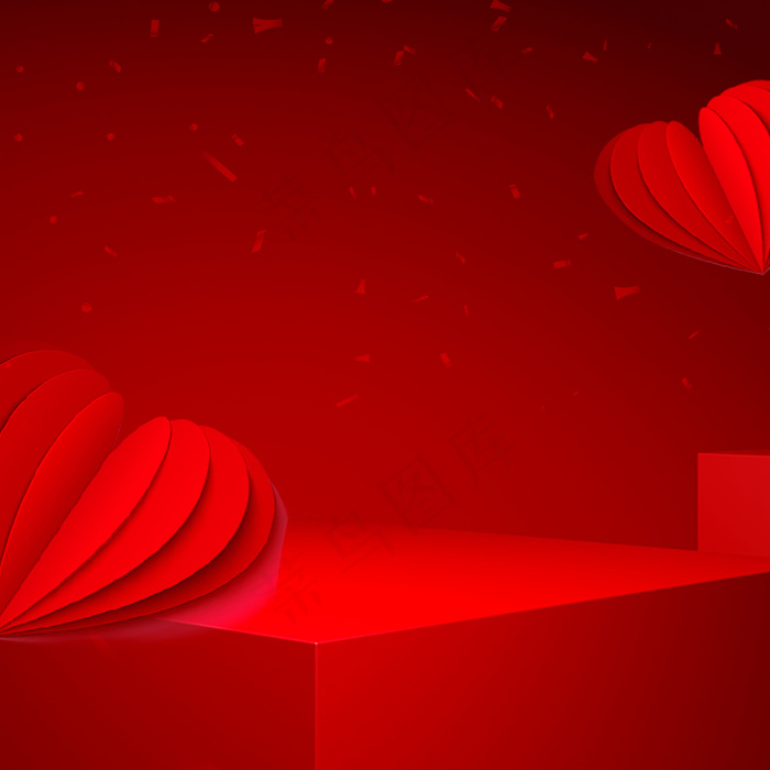 七月七红色喜庆首饰珠宝黄金送礼背景主图